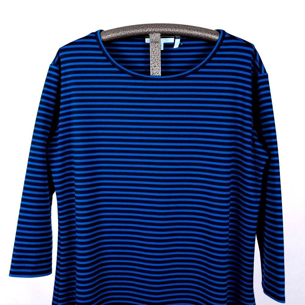 Draper James Women's Size XXL Blue Black Striped Tunic Style Tiered Shift Dress